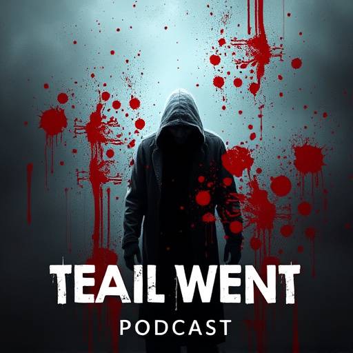 Podcast cover art for 'Crimson Canvas', featuring paint splatters and a mysterious figure.